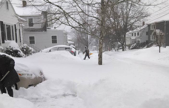 Boston Snowfall Suburban Road William Mungall